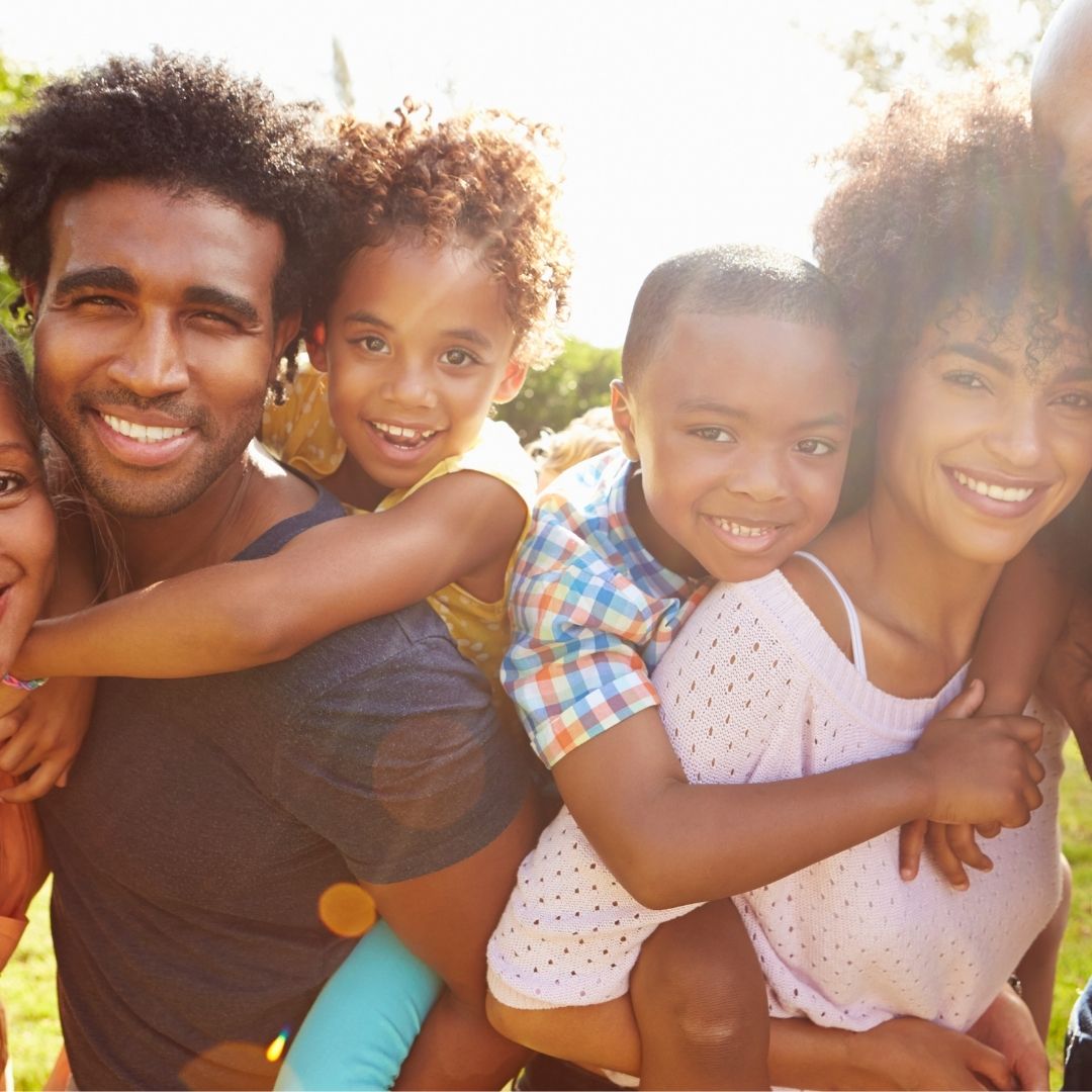 Pic- happy shiny african american family